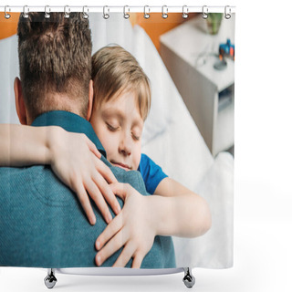 Personality  Little Son Hugging Father Shower Curtains