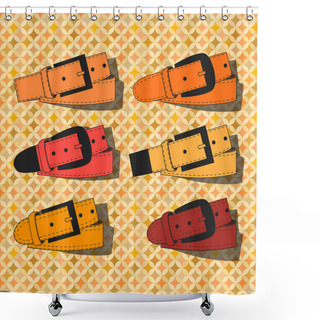 Personality  Coiled Leather Belts, Vector Shower Curtains