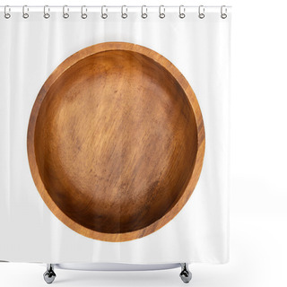 Personality  Empty Wooden Bowls Isolated On White Background. Wood Bowl Top View. Collection. Shower Curtains