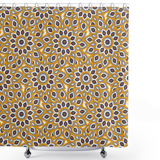 Personality  Arabic Ornament With Abstract Flowers Shower Curtains