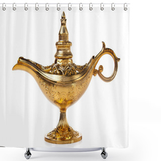 Personality  Magic Aladdin's Genie Lamp Isolated On White Shower Curtains