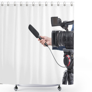 Personality  Video Camera And Hand With Microphone Shower Curtains