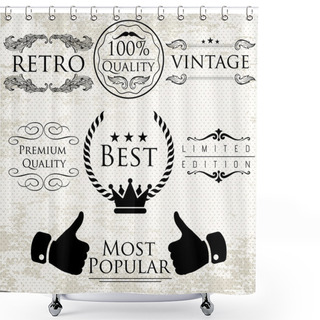 Personality  Set Of Vintage Vector Labels For Premium Quality Items Shower Curtains