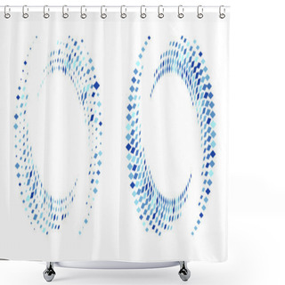 Personality  Modern Abstract Background. Halftone Rhombus In Circle Form. Round Logo. Vector Dotted Frame. Design Element Or Icon. Shower Curtains