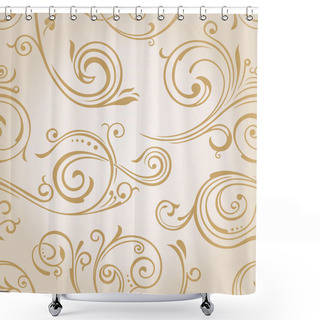 Personality  Seamless Vector Curves Wallpaper. Vintage Background Shower Curtains