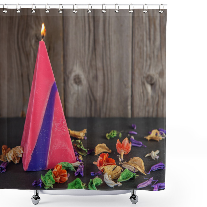 Personality  Handmade Candle In The Shape Of A Pyramid Shower Curtains