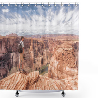 Personality  Traveler Looks At Horseshoe Bend In Utah, USA Shower Curtains