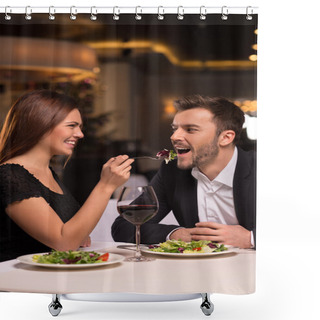 Personality  Couple Feeding Each Other Shower Curtains