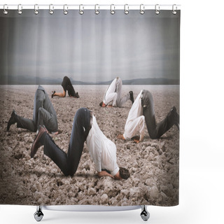 Personality  Business People Hide Their Heads Shower Curtains