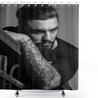 Personality  Young Man With Tattoos Shower Curtains