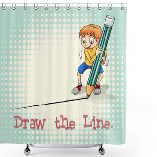 Personality  Boy Drawing A Line Shower Curtains