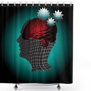 Personality  Gears Of The Human Mind Shower Curtains