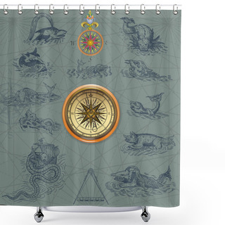 Personality  Pirate Map Shower Curtains