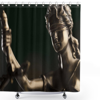 Personality  Judge Concept. Themis Statue On Brown Background. Shower Curtains