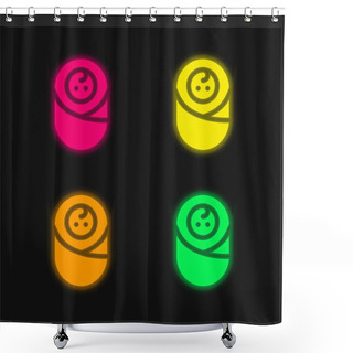 Personality  Baby Four Color Glowing Neon Vector Icon Shower Curtains