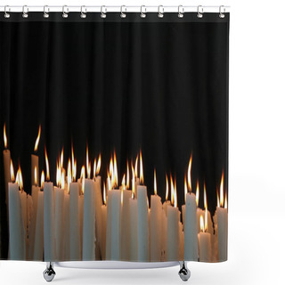 Personality  White Candle Flames With Black Background Shower Curtains