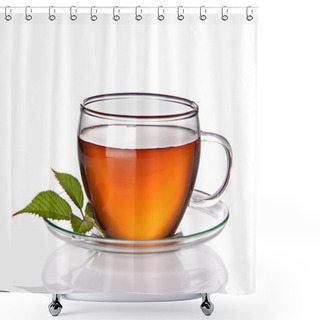 Personality  Tea Cup With Herbal Leaves Shower Curtains