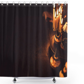 Personality  Halloween Cupcakes And Burning Candles   Shower Curtains