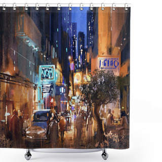 Personality  Night Street,cityscape,illustration Shower Curtains