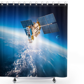 Personality  Space Satellite Orbiting The Earth Shower Curtains