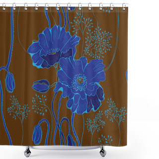 Personality  Seamless Natural Background With Poppies Shower Curtains