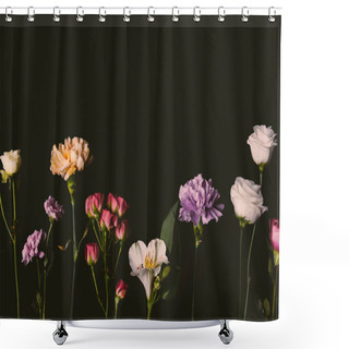 Personality  Beautiful Elegant Blossoming Fresh Flowers Isolated On Black Shower Curtains