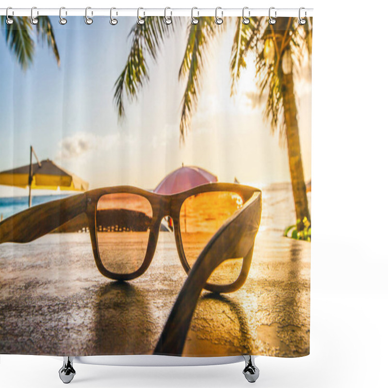 Personality  Sunglasses on beach shower curtains