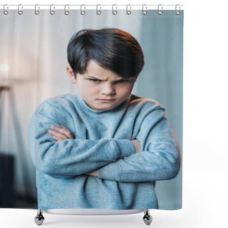 Personality  Offended Boy With Crossed Arms Shower Curtains