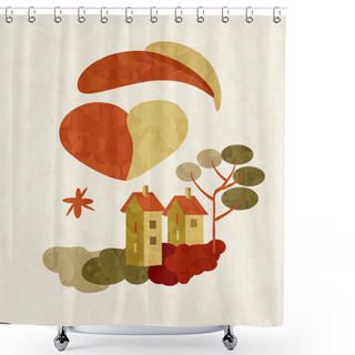 Personality  Illustration Of House On Valentines Day Shower Curtains
