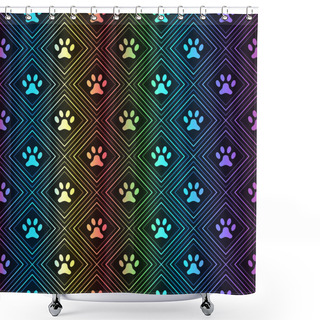 Personality  Seamless Animal Spectrum Pattern Of Paw Footprint Shower Curtains