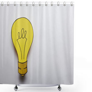 Personality  Top View Of Yellow Light Bulb Idea Symbol On Grey Background Shower Curtains