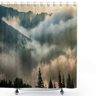 Personality  Foggy Morning Landscape Shower Curtains