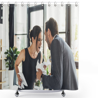 Personality  Businesspeople Screaming At Each Other Shower Curtains