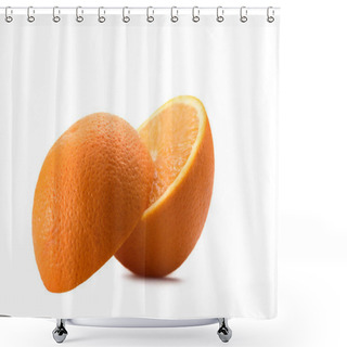Personality  Close Up View Of Arranged Fresh Orange Pieces Isolated On White Shower Curtains