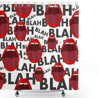 Personality  Seamless Background With The Mouth And Gossip Blah Blah Blah Shower Curtains