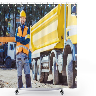 Personality  Builder In Hardhat And Vest Shower Curtains