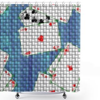 Personality  Fabric And Canvas Texture With Playing Cards. Seamless Pattern Texture Background. The Table In The Gaming Casino. Printing On Canvas. Shower Curtains