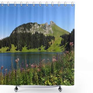 Personality  Wildflowers, Lake Oberstockensee And Stockhorn Shower Curtains