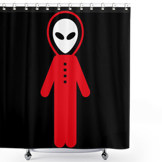Personality  Alien Skafandr Flat Icon Shower Curtains