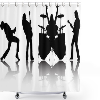 Personality  The Vector Musicans Silhouettes Set Shower Curtains