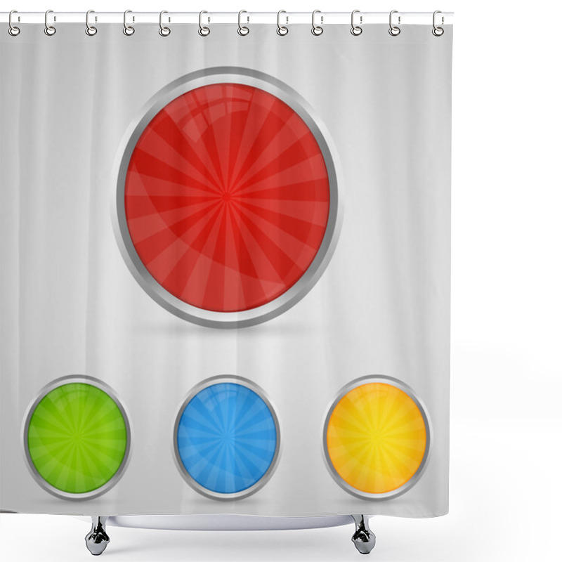 Personality  Set of colored buttons with chrome stroke shower curtains