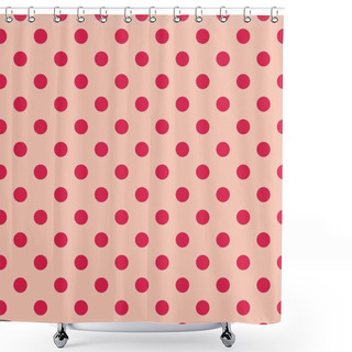 Personality  Red Dots, Baby Pink Background Retro Seamless Vector Pattern Shower Curtains