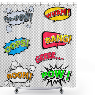 Personality  Collection Multicolored Comic Sound Effects. Shower Curtains