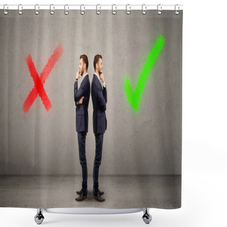 Personality  Businessman With Two Choices Shower Curtains