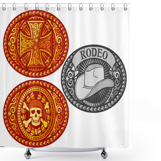Personality  Belt Buckle Vector Shower Curtains