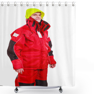 Personality  Hooded Man In Waterproof Jacket Shower Curtains