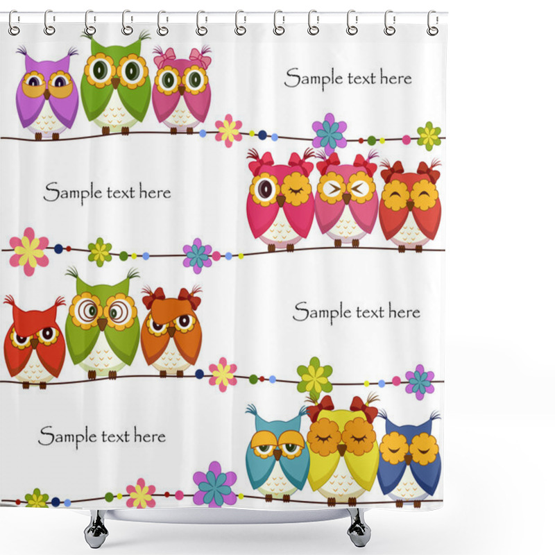 Personality  Funny Vector Owl On A White Background Shower Curtains
