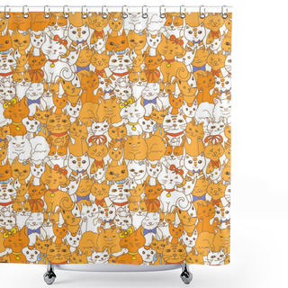 Personality  Funny Cats Seamless Pattern. Shower Curtains