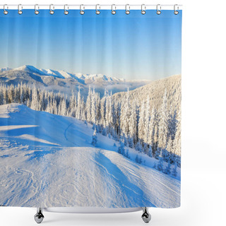 Personality  Snow Covered Hill And Peak. Shower Curtains