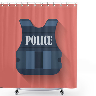 Personality  Icon Of Police Flak Jacket Or Bulletproof Vest. Flat Style Shower Curtains